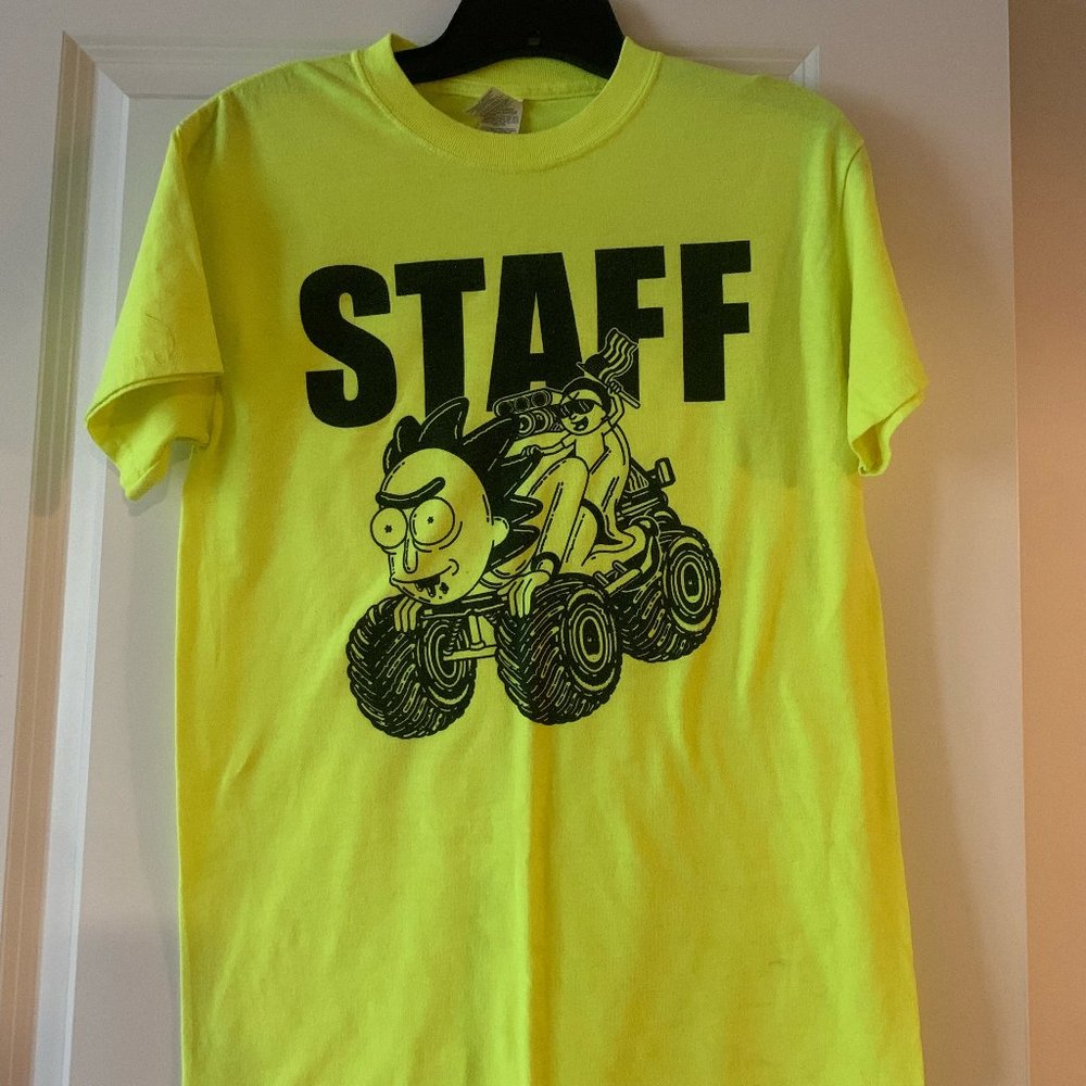 Neon Rick & Morty Staff Shirt, Size Small